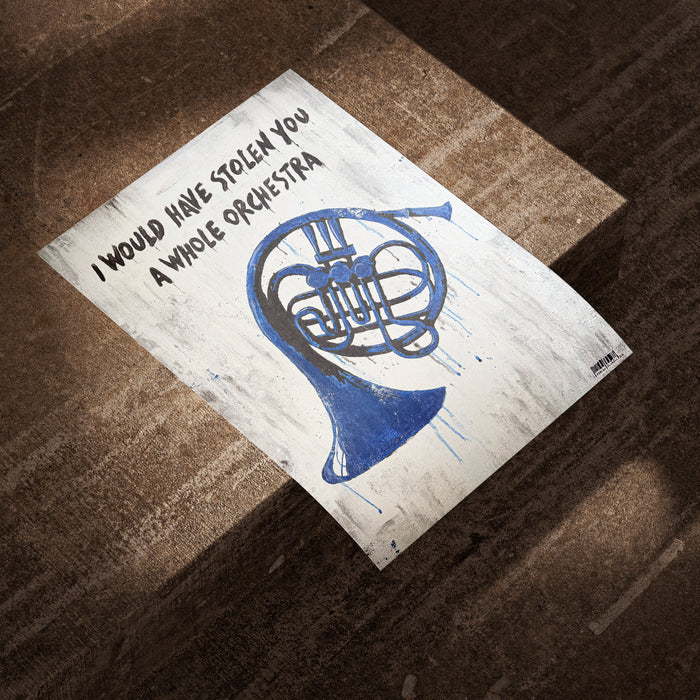 "Blue French Horn" Poster