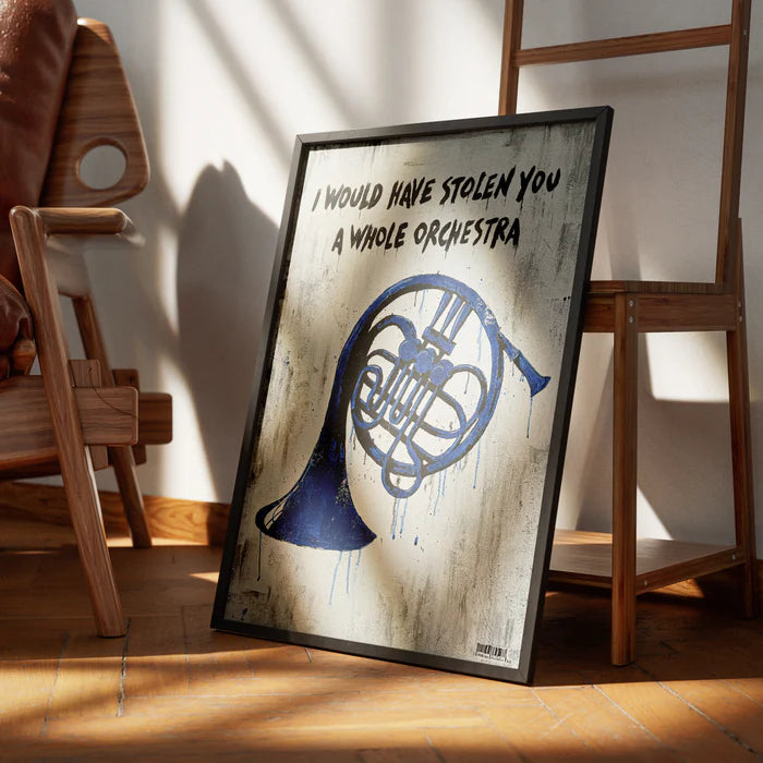 "Blue French Horn" Poster