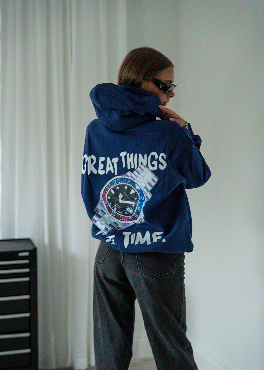 "Great Things Take Time" Hoodie Navy