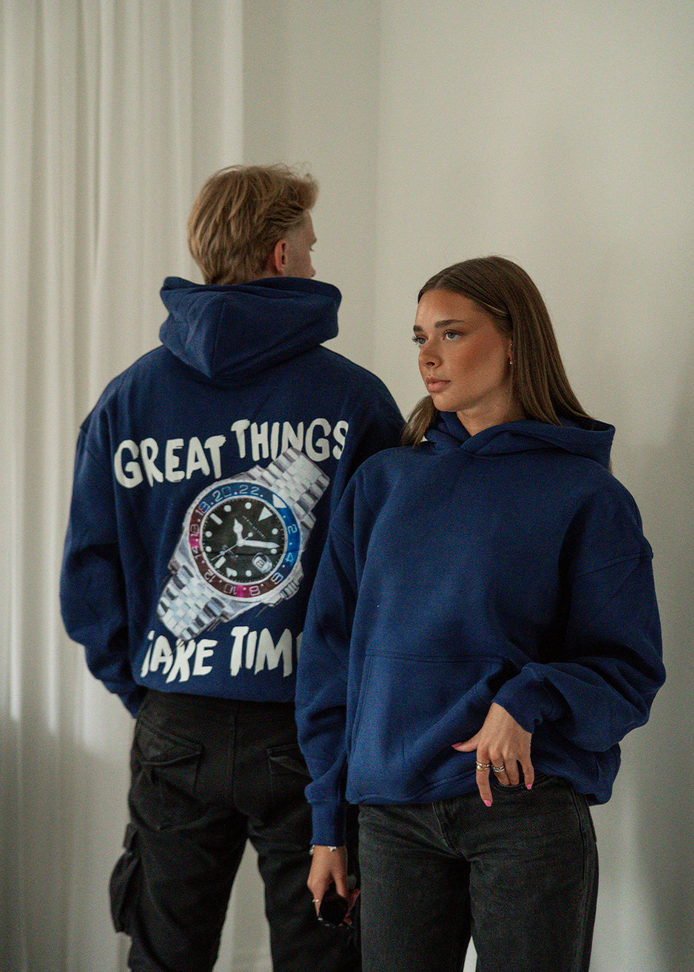 "Great Things Take Time" Hoodie Navy