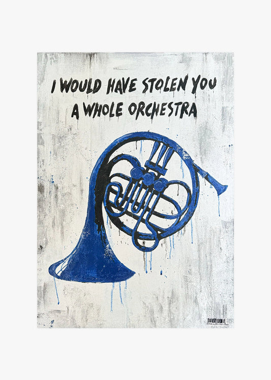 "Blue French Horn" Poster