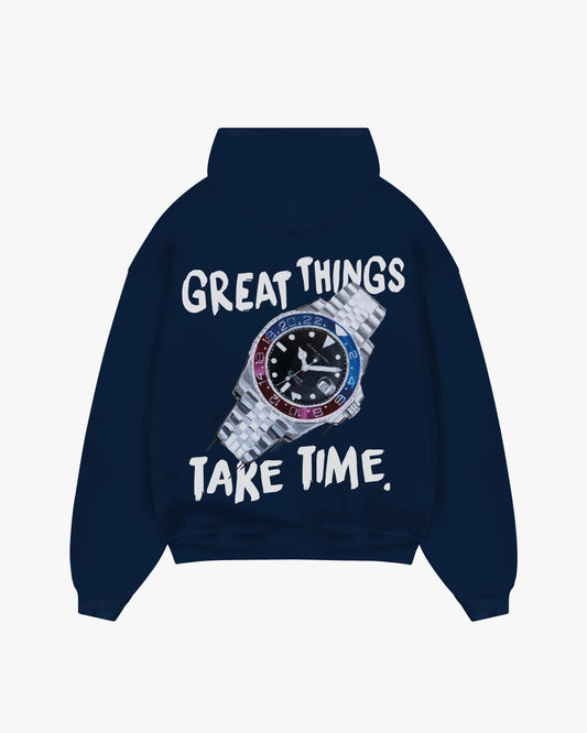 "Great Things Take Time" Hoodie Navy