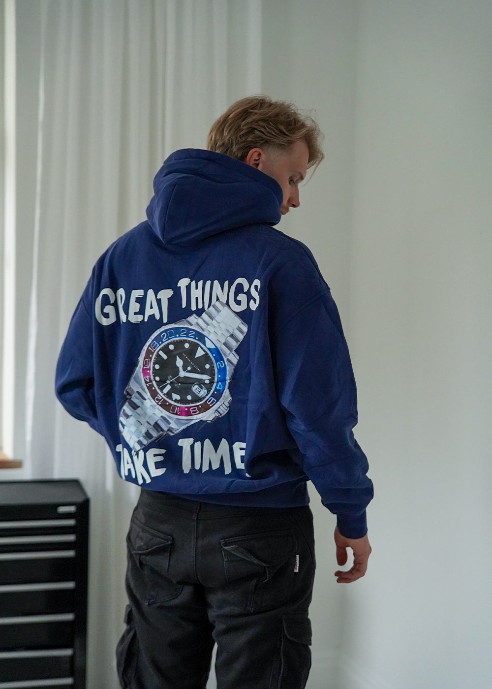 "Great Things Take Time" Hoodie Navy