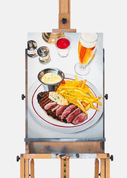 "Steak Frites" Originalverk 50x70cm
